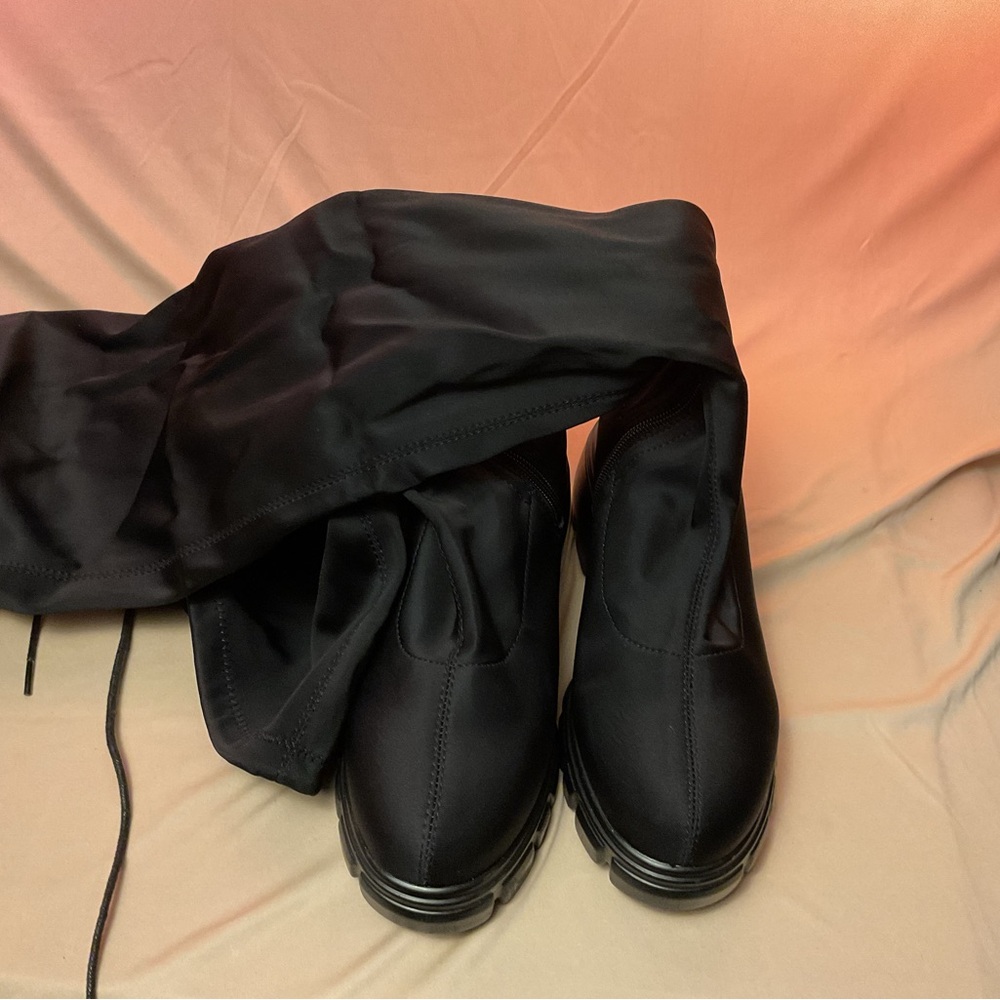 Black Ankle Boots with Satin Laces